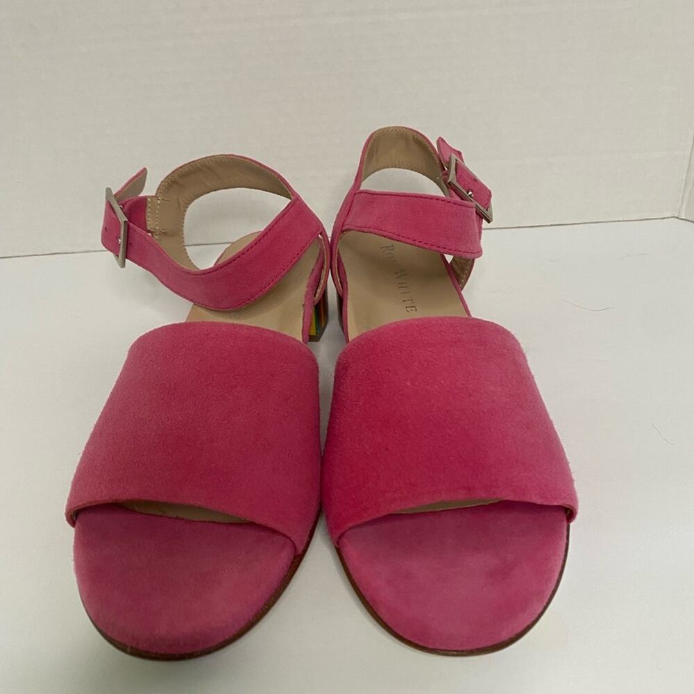 Ron White Italian made fuchsia sandals with multicolor heel adjustable buckle
